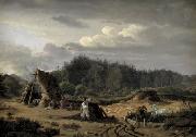 Fritz Petzholdt A Bog with Peat Cutters. Hosterkob, Sealand oil painting reproduction